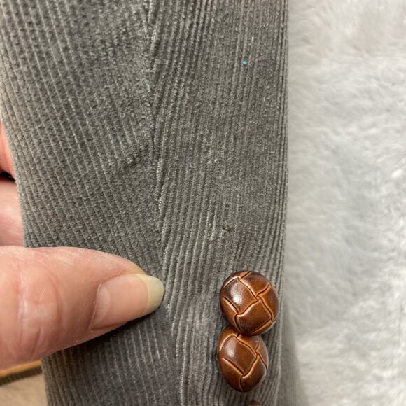 Vtg Mervyns Corduroy Blazer Mens 44L‎ Gray Pinwale 2 Button Suede Elbow Patch - Picture 15 of 16